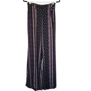 Free People High Rise Wide Leg Boho Hippie Stripe Pants Sz 0 Festival